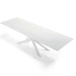 Viadurini Living Ausziehbare Esstische-Ausziehbarer Tisch bis 278 cm aus Glas und weißem Stahl, hergestellt in Italien – Grotta