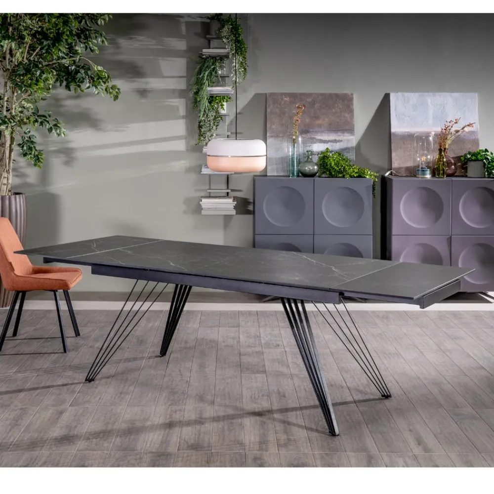 Viadurini Living Ausziehbare Esstische-Ausziehbarer Tisch bis 240 cm aus Keramik und Metall – Bouquet