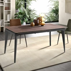 Viadurini Living Ausziehbare Esstische-Ausziehbarer Tisch bis 200 cm Teleskop aus Metall und Feinsteinzeug - Achille