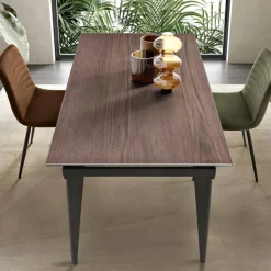 Viadurini Living Ausziehbare Esstische-Ausziehbarer Tisch bis 200 cm Teleskop aus Metall und Feinsteinzeug - Achille