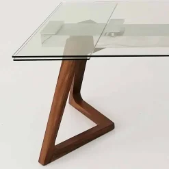 Viadurini Living Ausziehbare Esstische-Ausziehbarer Tisch bis 280 cm aus Glas und furniertem Holz – Eugrafo