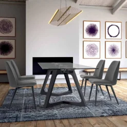 Viadurini Living Ausziehbare Esstische-Ausziehbarer Tisch bis 280 cm aus Glas und furniertem Holz – Eugrafo