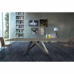 Viadurini Living Ausziehbare Esstische-Ausziehbarer Tisch bis 300 cm aus Fenix und Stahl, hergestellt in Italien – Settimmio