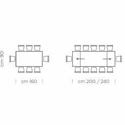 Viadurini Living Ausziehbare Esstische-Ausziehbarer Tisch bis 300 cm aus Fenix und Stahl, hergestellt in Italien – Settimmio