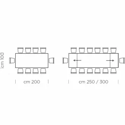Viadurini Living Ausziehbare Esstische-Ausziehbarer Tisch bis 300 cm aus Fenix und Stahl, hergestellt in Italien – Settimmio