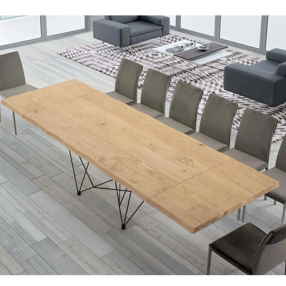Viadurini Living Ausziehbare Esstische-Ausziehbarer Tisch bis 300 cm aus furniertem Holz Made in Italy – Ezzellino