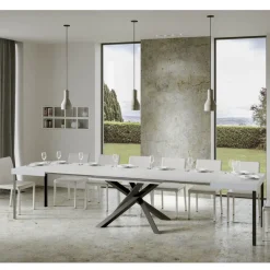 Viadurini Living Ausziehbare Esstische-Ausziehbarer Tisch bis 440 cm aus anthrazitfarbenem Eisen und Holz, hergestellt in Italien – Graffo