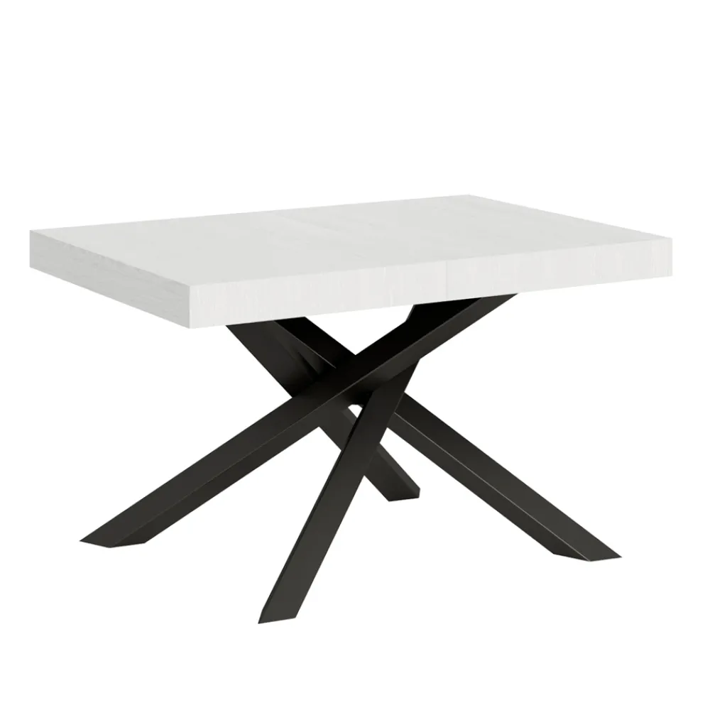 Viadurini Living Ausziehbare Esstische-Ausziehbarer Tisch bis 440 cm aus anthrazitfarbenem Eisen und Holz, hergestellt in Italien – Graffo