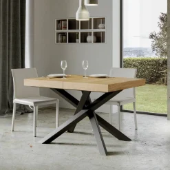 Viadurini Living Ausziehbare Esstische-Ausziehbarer Tisch bis 440 cm aus anthrazitfarbenem Eisen und Holz, hergestellt in Italien – Graffo