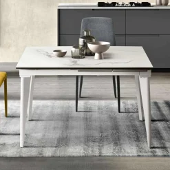 Viadurini Living Ausziehbare Esstische-Ausziehbarer Tisch bis 180 cm Teleskop aus Metall und Feinsteinzeug - Achille