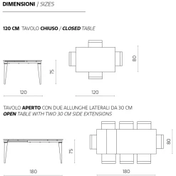 Viadurini Living Ausziehbare Esstische-Ausziehbarer Tisch bis 180 cm Teleskop aus Metall und Feinsteinzeug - Achille