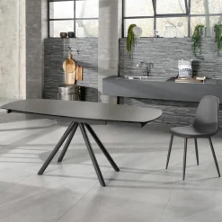 Viadurini Living Ausziehbare Esstische-Ausziehbarer Tisch bis 180 cm aus Keramik auf Glas und Metall – Lozzolo