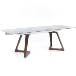 Viadurini Living Ausziehbare Esstische-Ausziehbarer Tisch bis 260 cm aus Massivholz und gehärtetem Glas - Sizilien