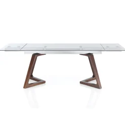 Viadurini Living Ausziehbare Esstische-Ausziehbarer Tisch bis 260 cm aus Massivholz und gehärtetem Glas - Sizilien