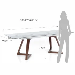 Viadurini Living Ausziehbare Esstische-Ausziehbarer Tisch bis 260 cm aus Massivholz und gehärtetem Glas - Sizilien