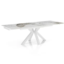 Viadurini Living Ausziehbare Esstische-Ausziehbarer Tisch bis 240 cm aus Keramik mit poliertem Onyxmarmor-Finish - Piedmont