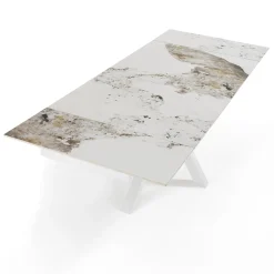 Viadurini Living Ausziehbare Esstische-Ausziehbarer Tisch bis 240 cm aus Keramik mit poliertem Onyxmarmor-Finish - Piedmont