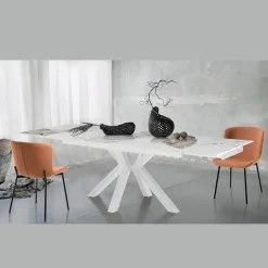 Viadurini Living Ausziehbare Esstische-Ausziehbarer Tisch bis 240 cm aus Keramik mit poliertem Onyxmarmor-Finish - Piedmont