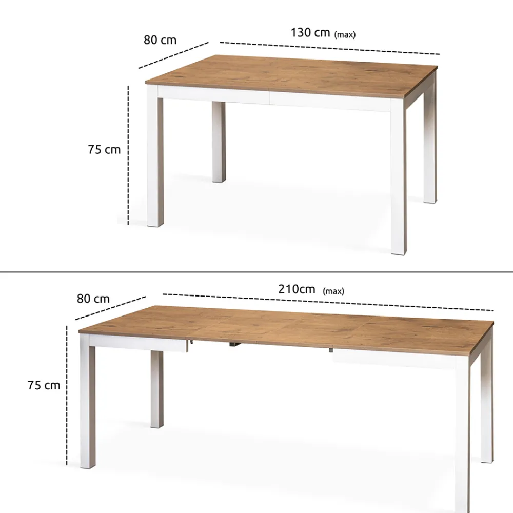 Viadurini Living Ausziehbare Esstische-Ausziehbarer Tisch bis 210 cm aus Melamin und Massivholz Made in Italy - Gustavo