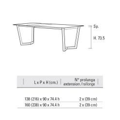 Viadurini Living Ausziehbare Esstische-Ausziehbarer Tisch bis 238 cm mit Laminamplatte Made in Italy - Pablito