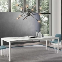 Viadurini Living Ausziehbare Esstische-Ausziehbarer Tisch bis 260 cm mit Melaminplatte in Calacatta-Ausführung - Shaila