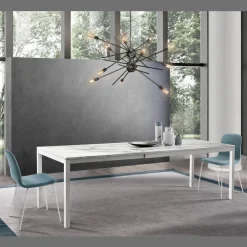 Viadurini Living Ausziehbare Esstische-Ausziehbarer Tisch bis 260 cm mit Melaminplatte in Calacatta-Ausführung - Shaila
