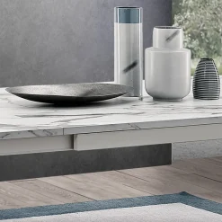 Viadurini Living Ausziehbare Esstische-Ausziehbarer Tisch bis 260 cm mit Melaminplatte in Calacatta-Ausführung - Shaila