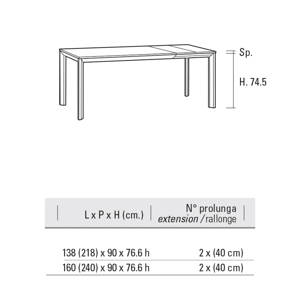 Viadurini Living Ausziehbare Esstische-Ausziehbarer Tisch bis 240 cm Platte aus Laminam Made in Italy - Filiberto