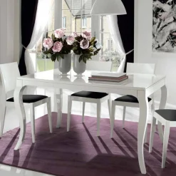 Viadurini Living Esstische Nach Mass|Ausziehbare Esstische-Ausziehbarer Tisch bis 350 cm in glänzend weißer Tanganika-Walnuss - Leomas