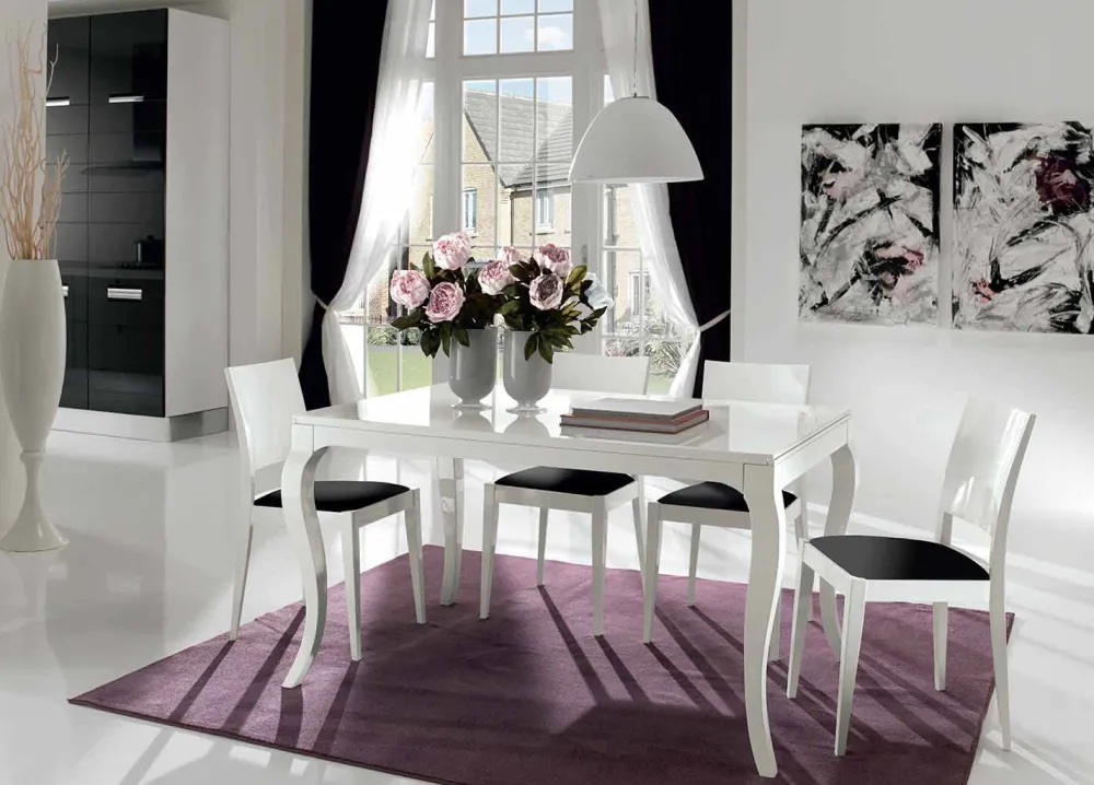 Viadurini Living Esstische Nach Mass|Ausziehbare Esstische-Ausziehbarer Tisch bis 350 cm in glänzend weißer Tanganika-Walnuss - Leomas