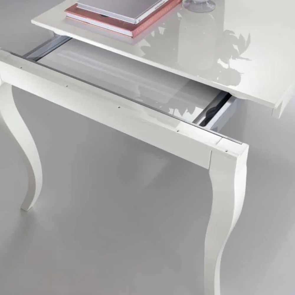 Viadurini Living Esstische Nach Mass|Ausziehbare Esstische-Ausziehbarer Tisch bis 350 cm in glänzend weißer Tanganika-Walnuss - Leomas