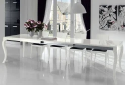 Viadurini Living Esstische Nach Mass|Ausziehbare Esstische-Ausziehbarer Tisch bis 350 cm in glänzend weißer Tanganika-Walnuss - Leomas