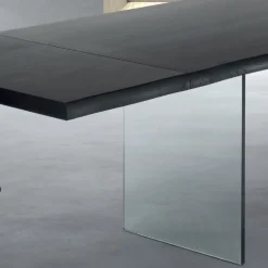 Viadurini Living Ausziehbare Esstische-Ausziehbarer Tisch bis 300 cm aus furniertem Holz und Glas – Tear