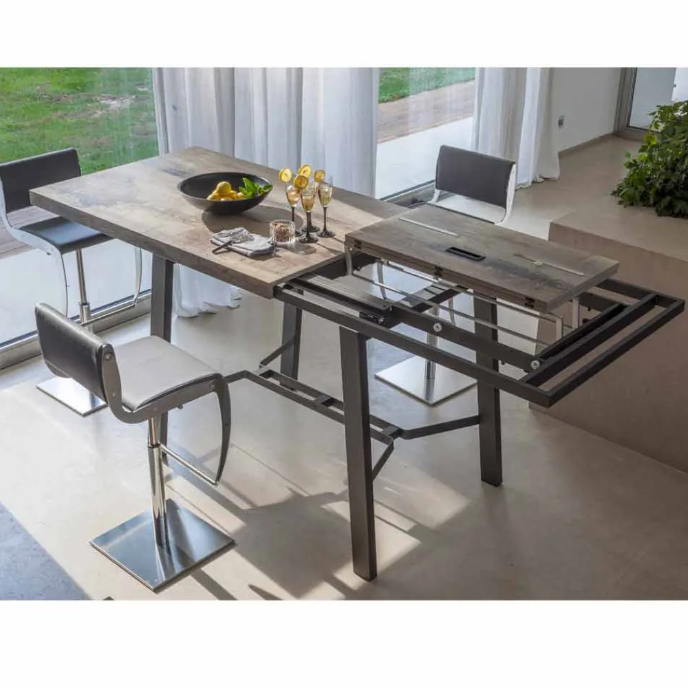 Viadurini Living Ausziehbare Esstische-Ausziehbarer Tisch bis zu 280 cm aus Holz und Metall Made in Italy - Gallotto