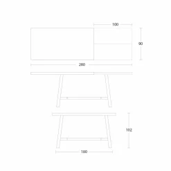 Viadurini Living Ausziehbare Esstische-Ausziehbarer Tisch bis zu 280 cm aus Holz und Metall Made in Italy - Gallotto