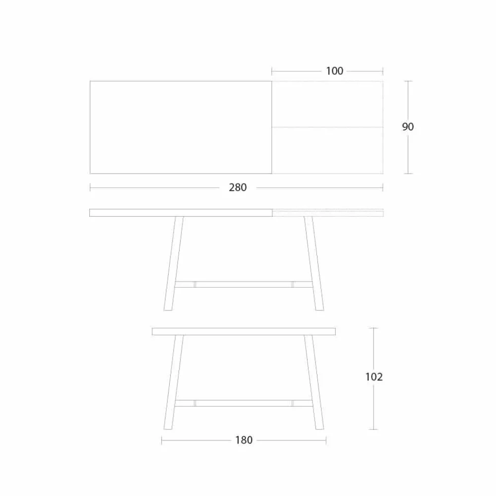 Viadurini Living Ausziehbare Esstische-Ausziehbarer Tisch bis zu 280 cm aus Holz und Metall Made in Italy - Gallotto