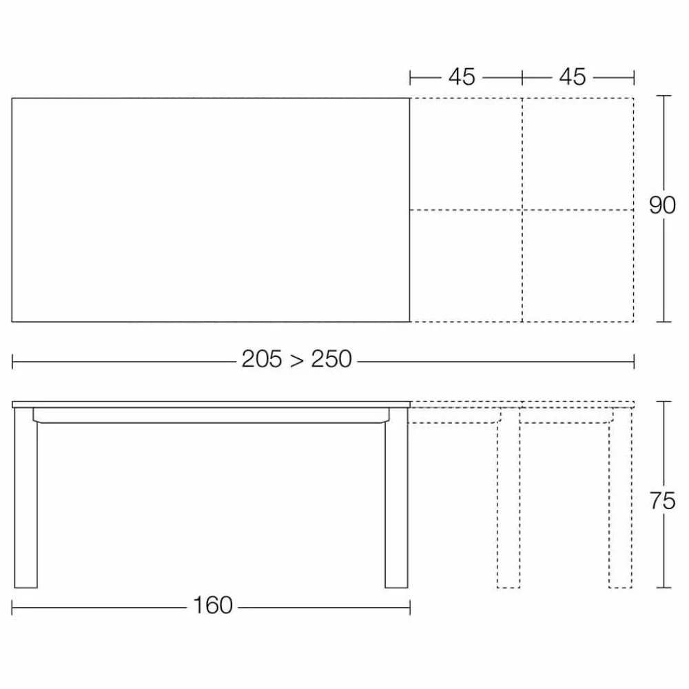Viadurini Living Ausziehbare Esstische-Ausziehbarer Tisch Bis zu 250 cm mit Glasplatte Made in Italy - Pitagora