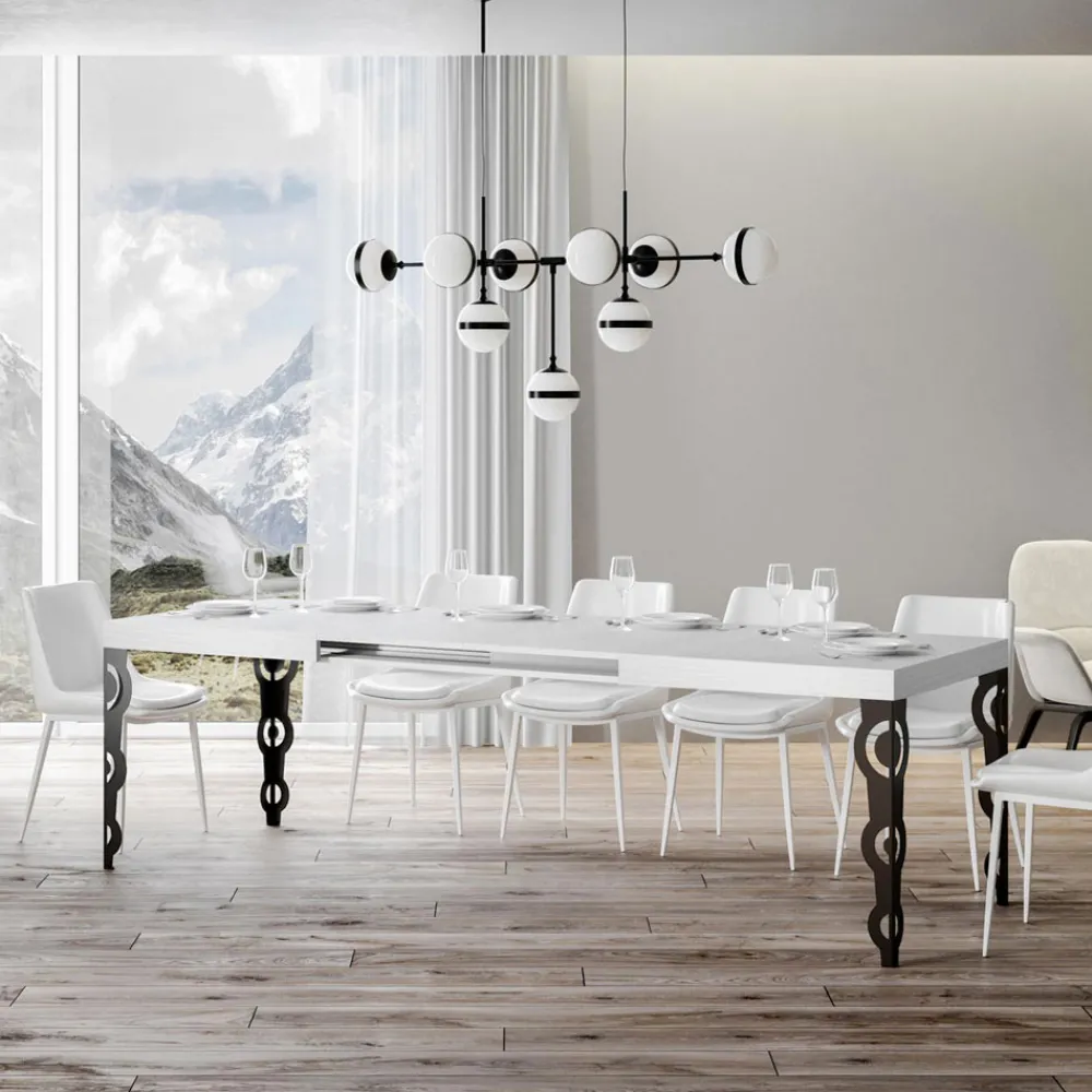 Viadurini Living Ausziehbare Esstische-Ausziehbarer Tisch bis zu 4 m aus Melaminholz und Eisen, hergestellt in Italien – Marella