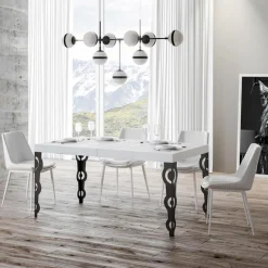 Viadurini Living Ausziehbare Esstische-Ausziehbarer Tisch bis zu 4 m aus Melaminholz und Eisen, hergestellt in Italien – Marella