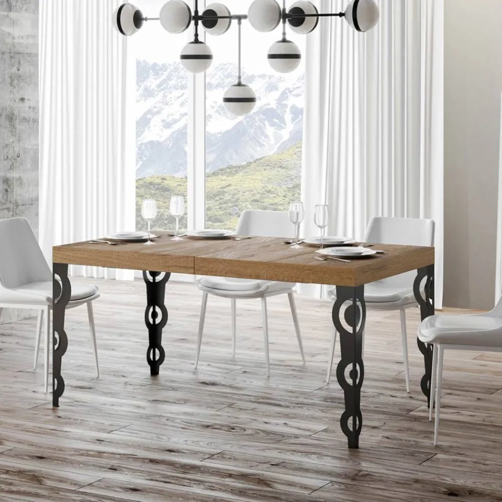 Viadurini Living Ausziehbare Esstische-Ausziehbarer Tisch bis zu 4 m aus Melaminholz und Eisen, hergestellt in Italien – Marella