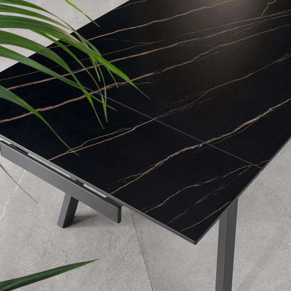 Viadurini Living Ausziehbare Esstische-Ausziehbarer Tisch bis zu 200 cm aus gesintertem Stein mit Marmoreffekt – Ananas