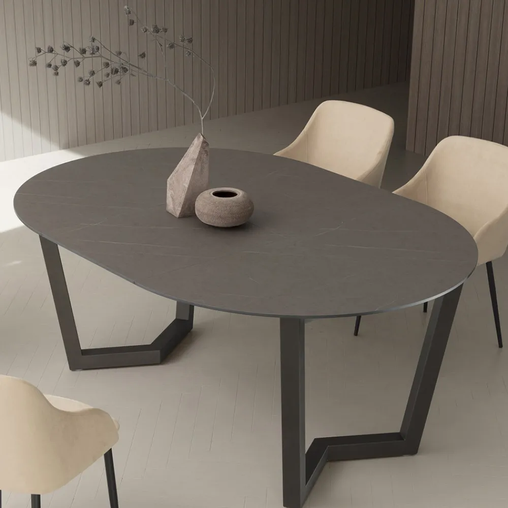 Viadurini Living Ausziehbare Esstische-Ausziehbarer Tisch bis zu 180 cm rund Hpl laminiert Made in Italy - Bastiano