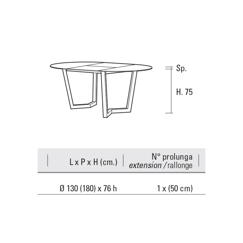 Viadurini Living Ausziehbare Esstische-Ausziehbarer Tisch bis zu 180 cm rund Hpl laminiert Made in Italy - Bastiano
