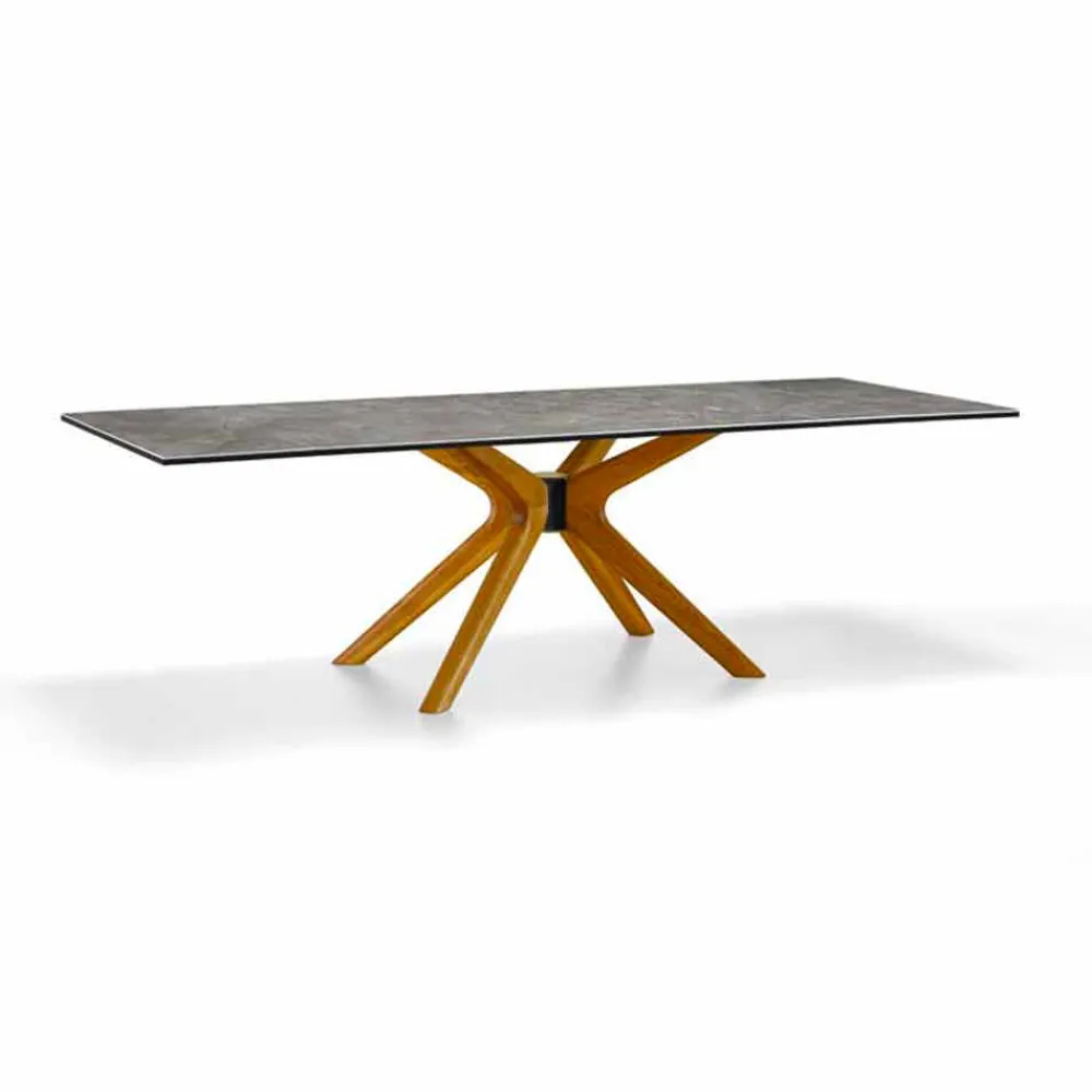 Viadurini Living Ausziehbare Esstische-Ausziehbarer Tisch Bis zu 260 cm in Steinzeug und Holz, Luxus Made in Italy - Malita