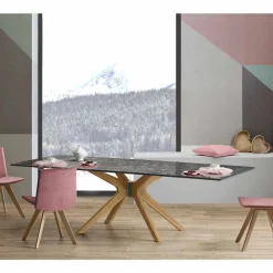 Viadurini Living Ausziehbare Esstische-Ausziehbarer Tisch Bis zu 260 cm in Steinzeug und Holz, Luxus Made in Italy - Malita