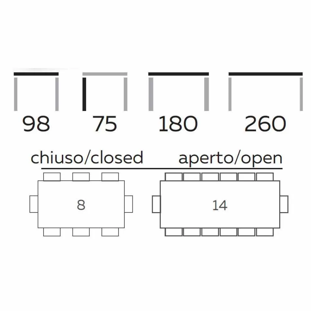 Viadurini Living Ausziehbare Esstische-Ausziehbarer Tisch Bis zu 260 cm in Steinzeug und Holz, Luxus Made in Italy - Malita