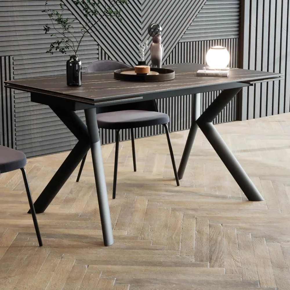 Viadurini Living Ausziehbare Esstische-Ausziehbarer Tisch bis zu 200 cm Metallbasis und Gres-Platte - Norris