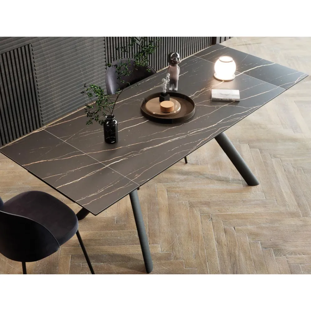 Viadurini Living Ausziehbare Esstische-Ausziehbarer Tisch bis zu 200 cm Metallbasis und Gres-Platte - Norris