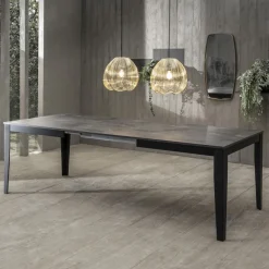 Viadurini Living Ausziehbare Esstische-Ausziehbarer Tisch bis zu 316 cm in Melamin und Metallgestell – Weihrauch