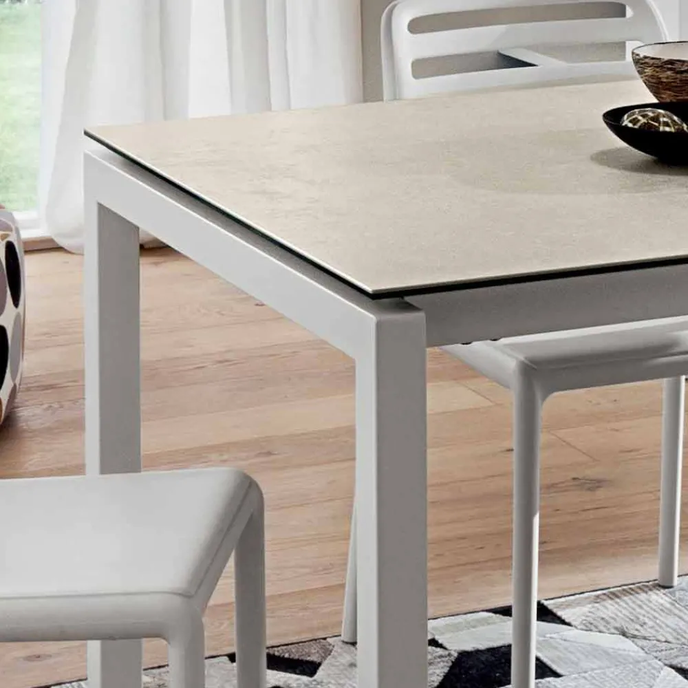 Viadurini Living Ausziehbare Esstische-Ausziehbarer Tisch Bis zu 238 cm aus Laminam und Metall Made in Italy - Remigio
